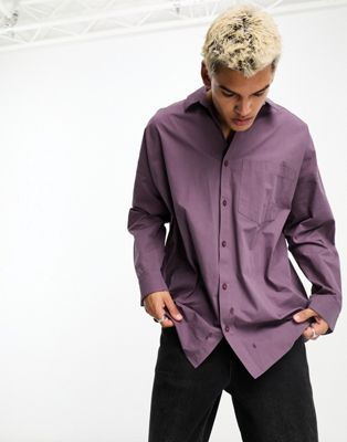 COLLUSION oversized shirt in wine