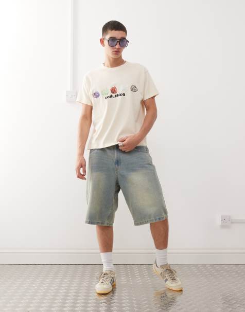 COLLUSION oversized short sleeve antifit printed T-shirt in white - view 1