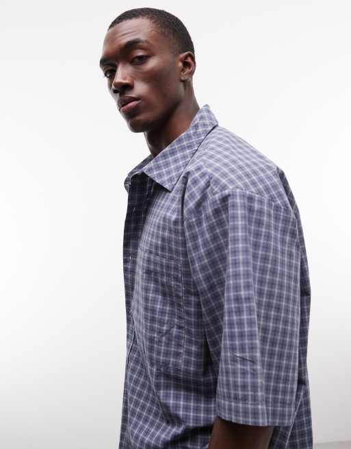 COLLUSION oversized short sleeve shirt in blue paid, 4 of 5