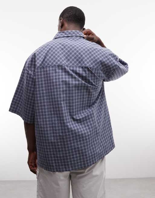 COLLUSION oversized short sleeve shirt in blue paid, 5 of 5