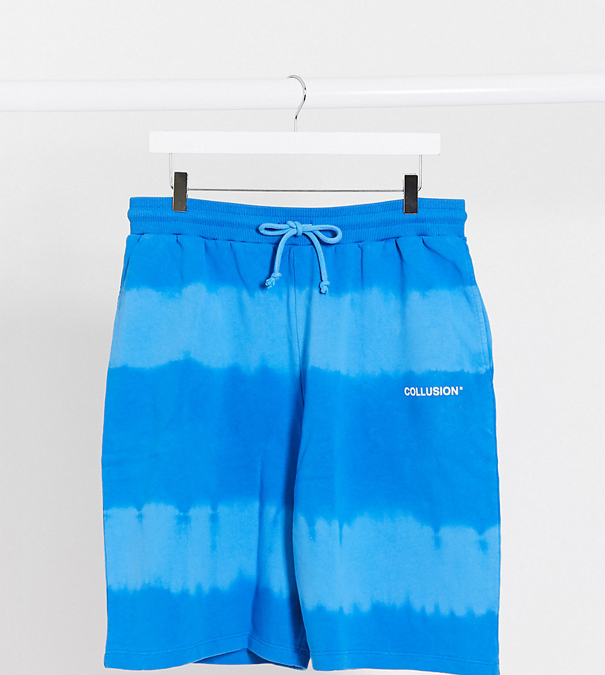 COLLUSION - Oversized shorts i blå batikfarve