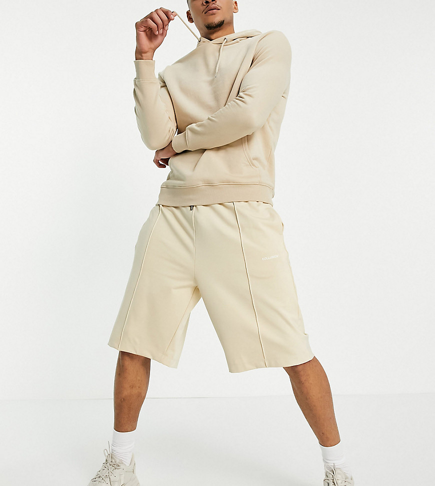 COLLUSION oversized shorts in stone-Neutral