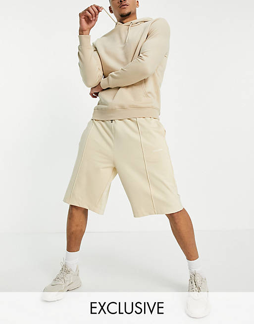 COLLUSION oversized shorts in stone