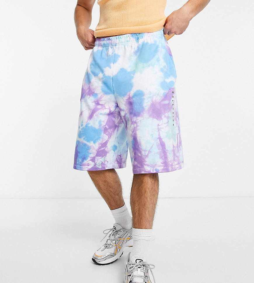 oversized shorts with logo print in tie dye - part of a set-Multi