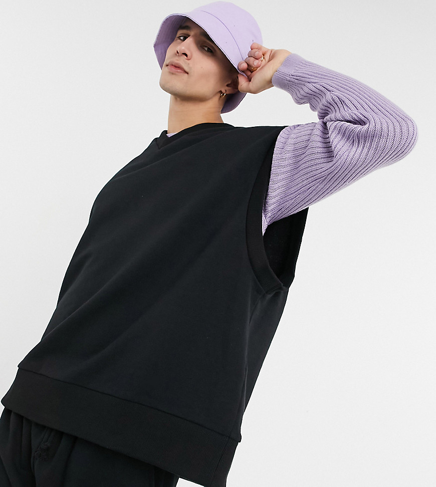 COLLUSION oversized sleeveless sweatshirt in black co-ord