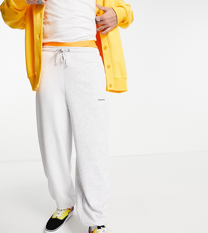 COLLUSION oversized spliced sweatpants with reverse panels in white heather - part of a set