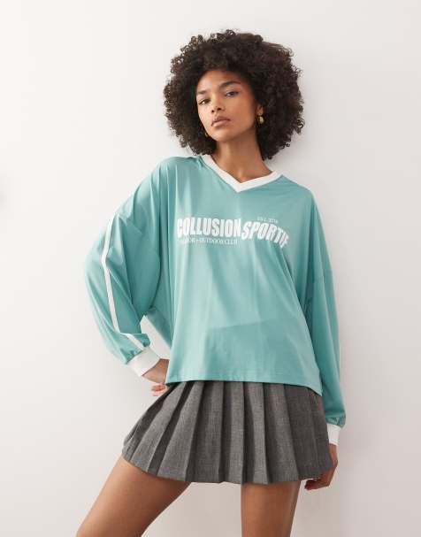 COLLUSION oversized sports top in green - view 1