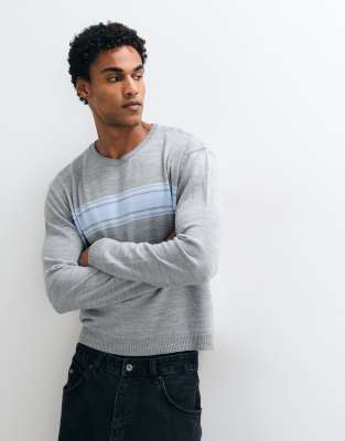 Collusion Oversized Stripe Long Sleeve Crew Neck Sweater In Multi