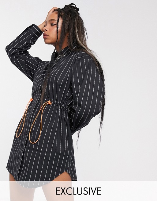 COLLUSION oversized stripe shirt dress