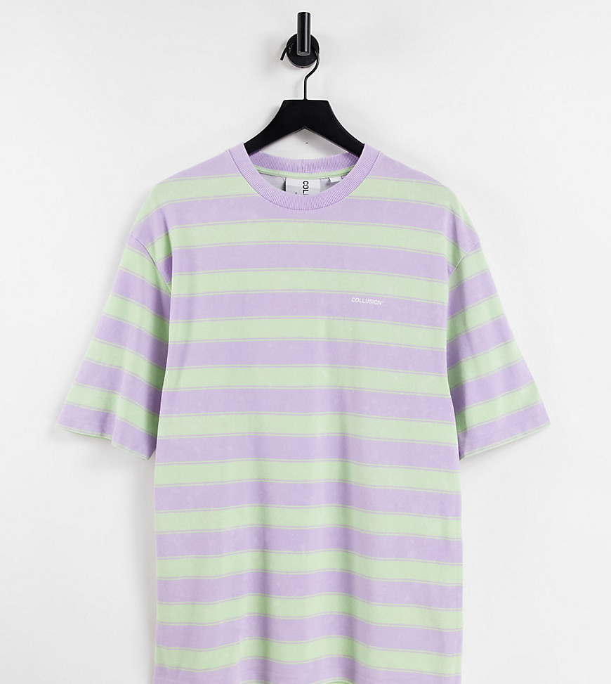 COLLUSION oversized stripe t-shirt-Multi