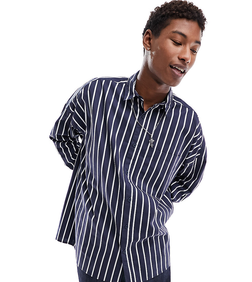COLLUSION oversized striped shirt in blue-Multi