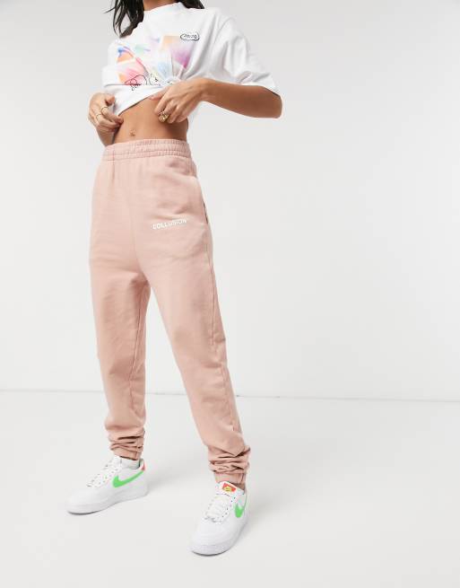 COLLUSION oversized sweatpants set in pale pink ASOS