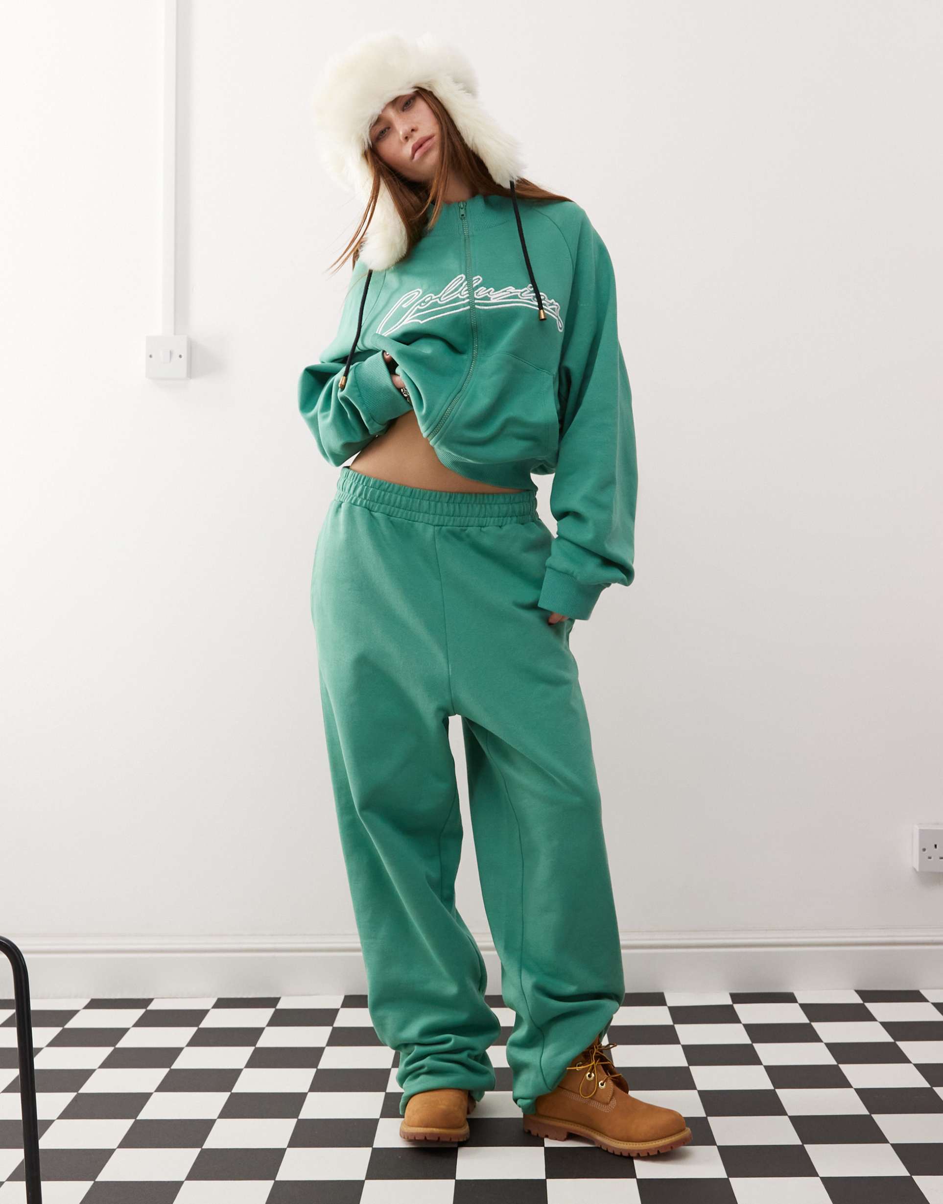collusion oversized sweatpants with embroidery in green - part of a set