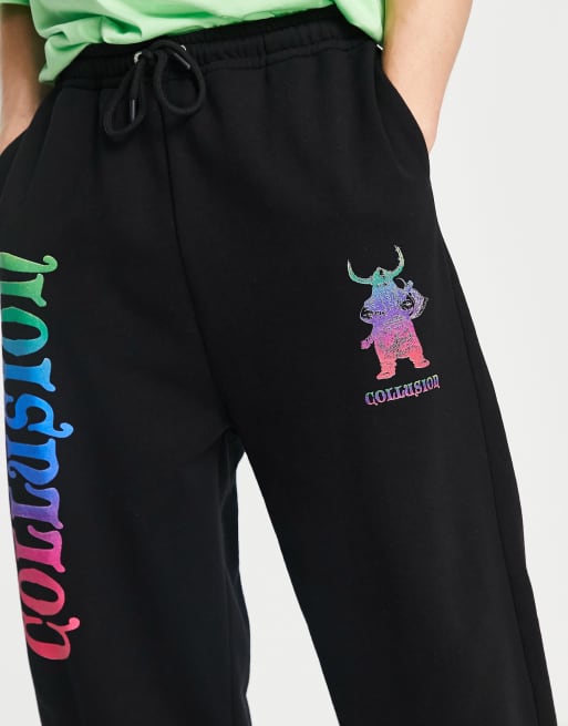 COLLUSION miraclous oversized sweatpants in black