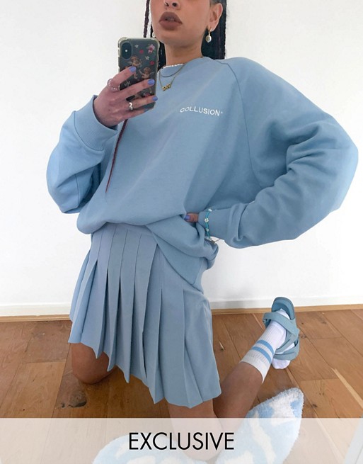 COLLUSION oversized sweatshirt co-ord in pale blue