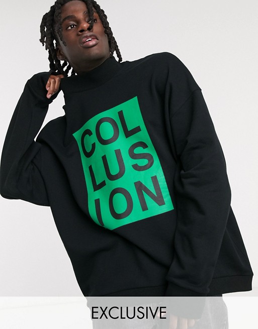 COLLUSION oversized sweatshirt with high neck zip