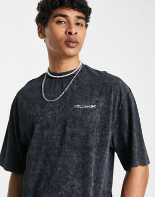 COLLUSION oversized t-shirt in charcoal acid wash - ASOS Price Checker