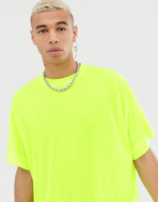 COLLUSION oversized t shirt in neon yellow