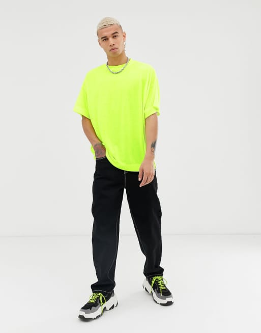 COLLUSION oversized t shirt in neon yellow