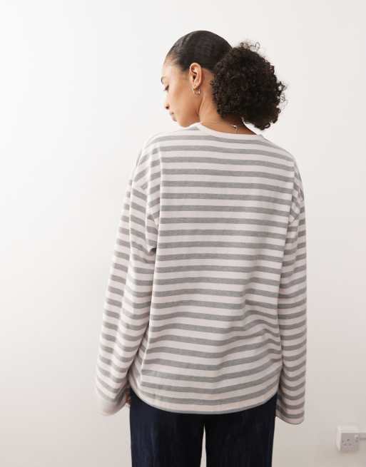 COLLUSION oversized t-shirt in pink stripe, 4 of 4