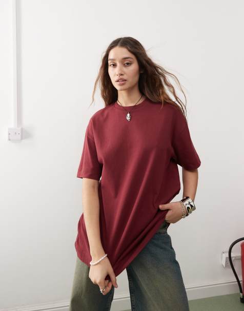 COLLUSION oversized t-shirt in wine red - view 1