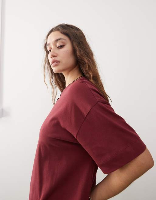 Oversized red shirt best sale