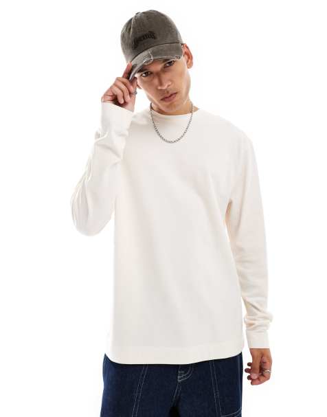 COLLUSION - Oversized T-shirt med lange ærmer og plisseringer i ecrufarve - view 1