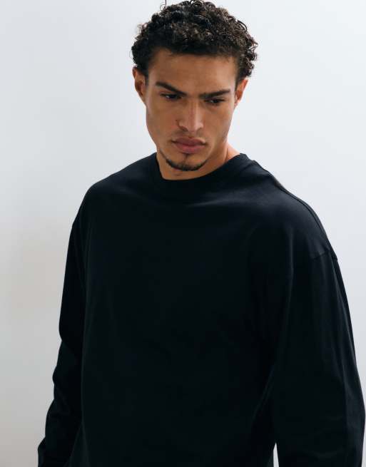 COLLUSION oversized T-shirt met lange mouwen in zwart, 3 van 5