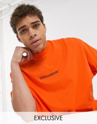 COLLUSION - Oversized T-shirt met print in oranje