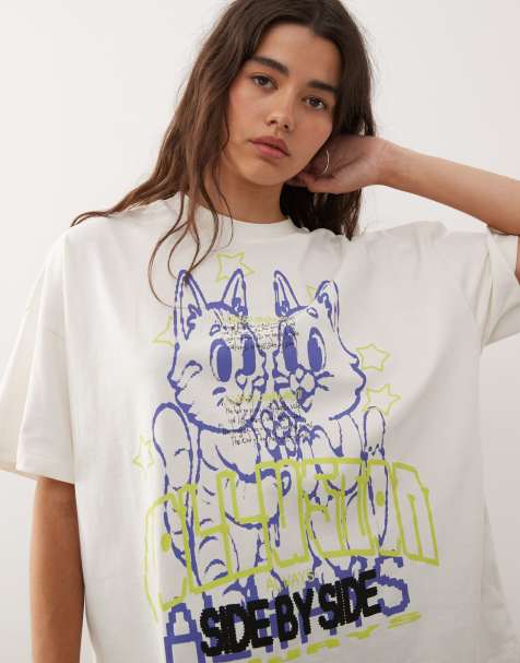 COLLUSION oversized T-shirt with always cats graphic - view 1