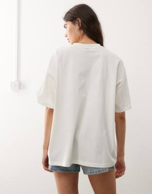 Collusion Oversized T-shirt With Always Cats Graphic-white In White