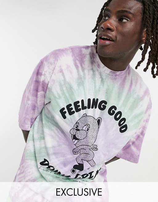 COLLUSION oversized t-shirt with bear print in tie dye