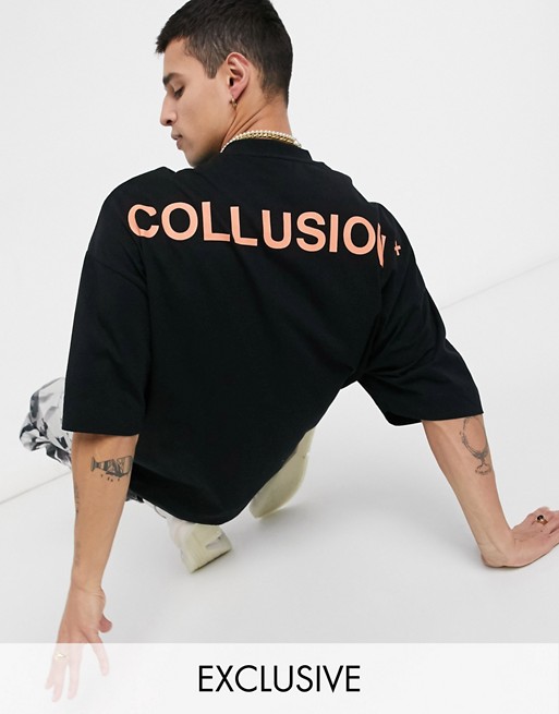 COLLUSION oversized t-shirt with logo print in black
