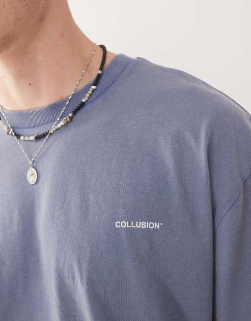 COLLUSION oversized T-shirt with logo print in gray