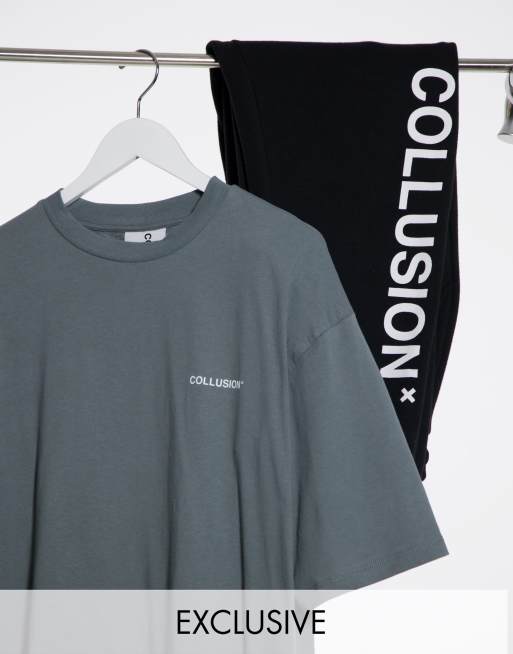 COLLUSION oversized t-shirt with logo print in grey | ASOS