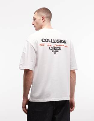 Collusion Oversized T-shirt With Logo Print In White