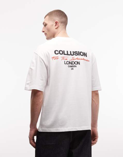 COLLUSION Oversized t-shirt with logo print in white