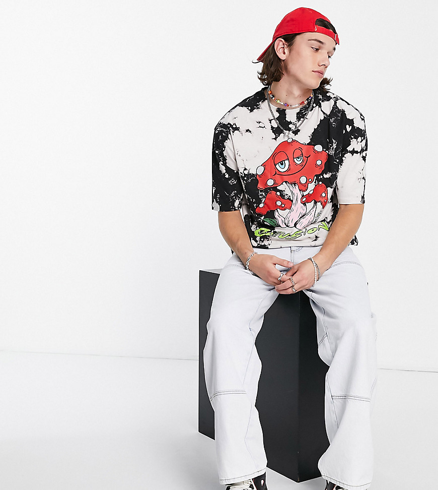 COLLUSION oversized T-shirt with mushroom print in tie dye-Multi