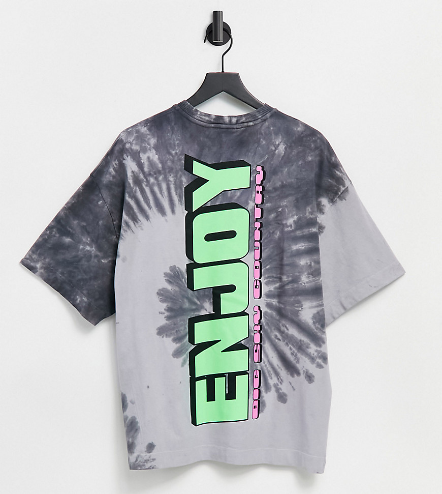 COLLUSION oversized t-shirt with neon print in tie dye-Multi