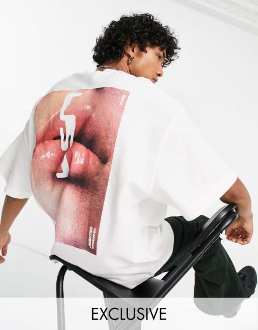 COLLUSION oversized t-shirt with print in ecru pique