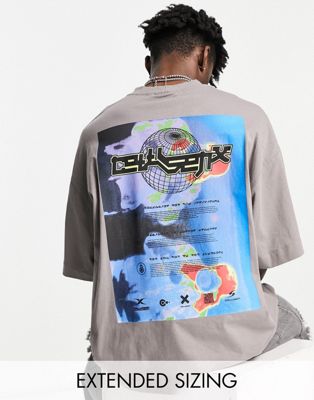 COLLUSION oversized t-shirt with print in grey