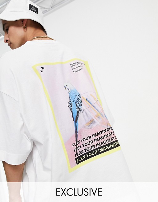 COLLUSION oversized t-shirt with print in white