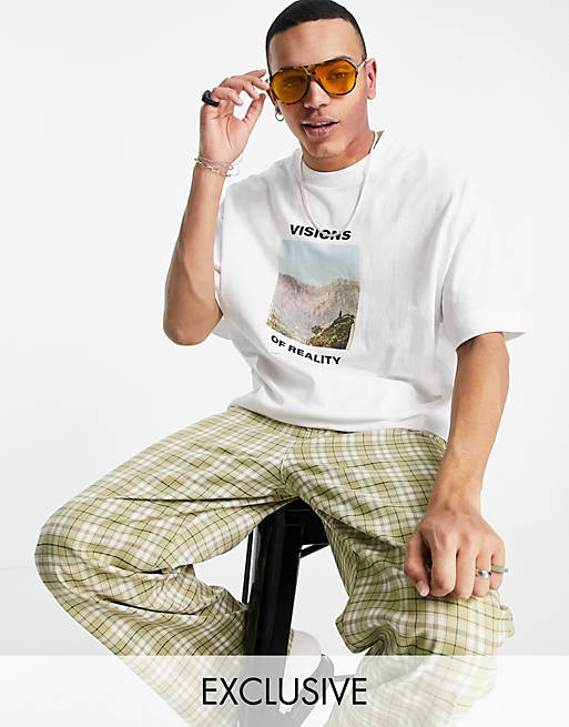 COLLUSION oversized t-shirt with print in white