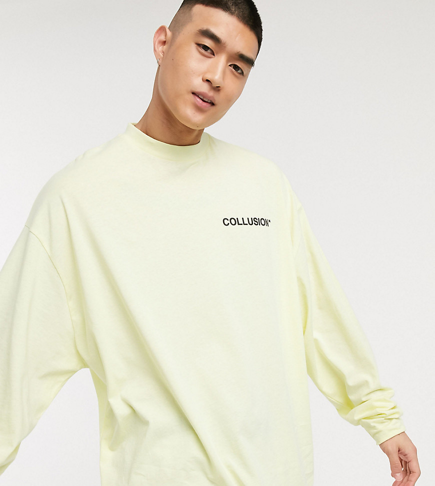 COLLUSION oversized t-shirt with raised logo print in yellow