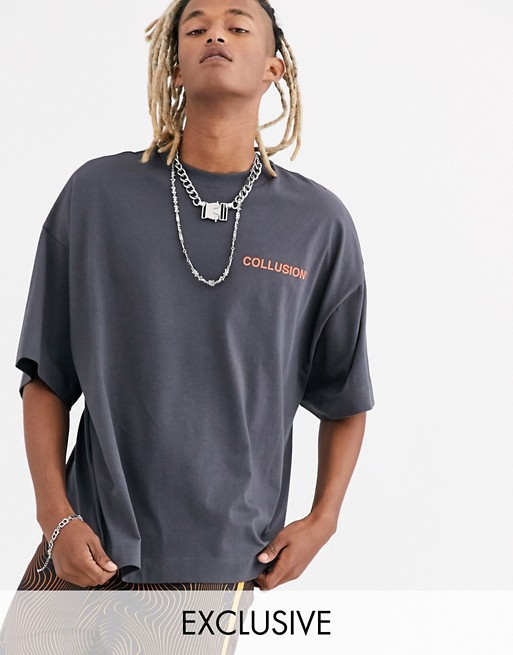 COLLUSION oversized t-shirt with raised print