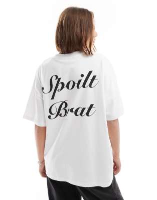 COLLUSION oversized t-shirt with Spoilt Brat graphic-White