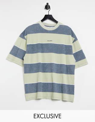 COLLUSION oversized T-shirt with stripe in pique fabric-Multi