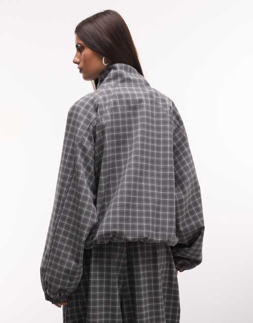 COLLUSION oversized tailored track top in check (Part of a set), 4 of 4