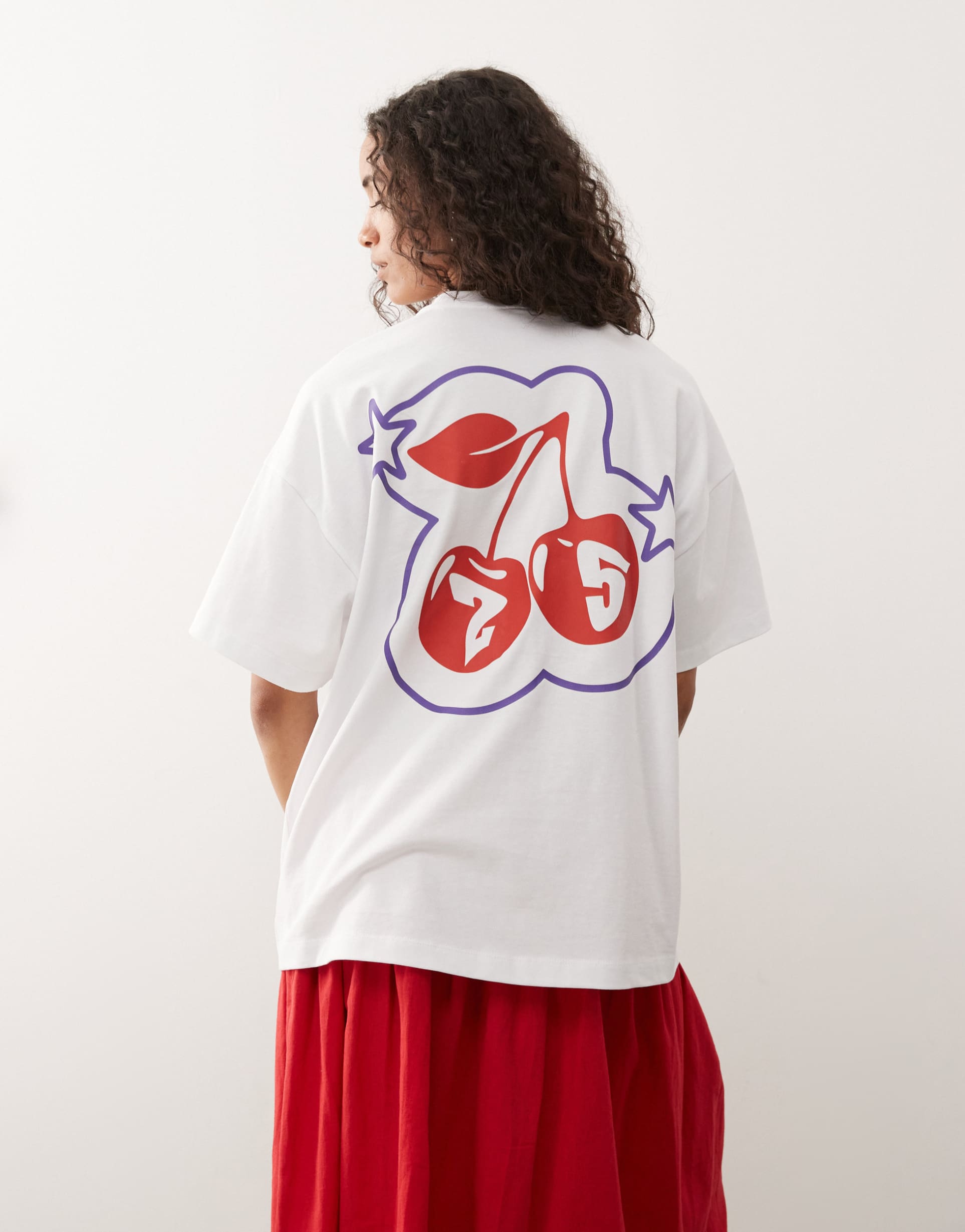 collusion oversized tee with large back graphic in white