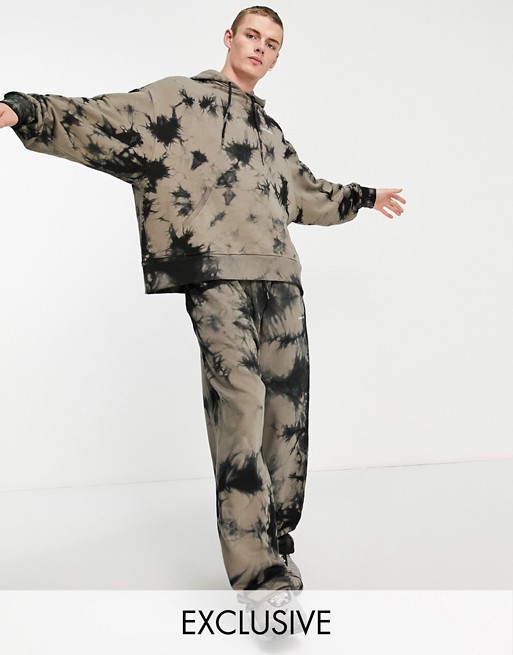 COLLUSION oversized tie dye hoodie co-ord in tan